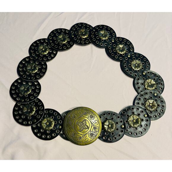 Brown Leather Concho Belt with Western Style Buckle Women's Fashion country chic - Picture 7 of 9